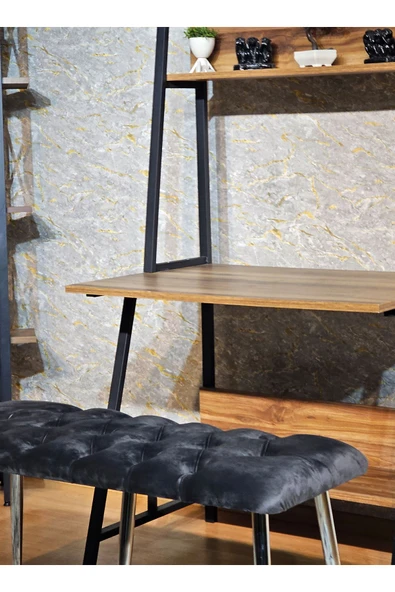 100'lük Benc – Krom Kaplama Sivriltme Ayaklı Füme Döşemeli Oturak, Bench, Oturak, Makyaj Pufu - 5