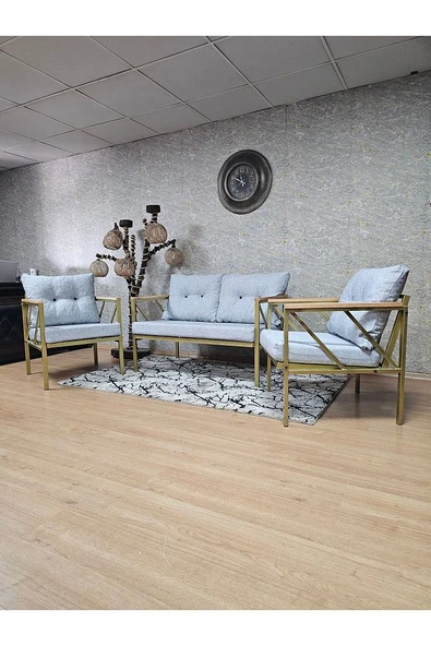 Gold Boyalı Bahçe - Balkon - Mutfak Çay Seti Takımı Bahçe Koltuk Takımı - 5