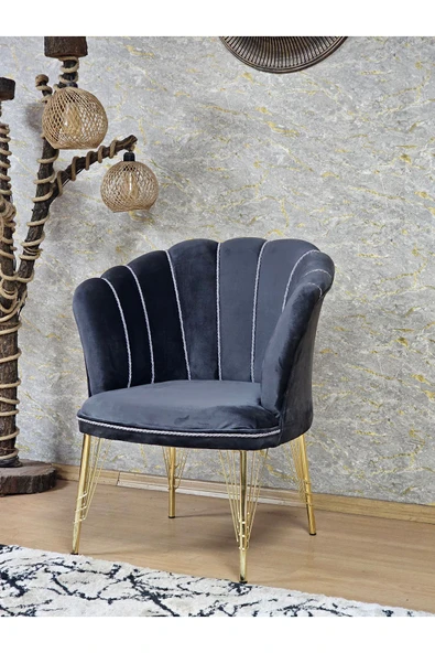 Tekli Gold Kaplama Tel Ayak Füme Döşeme Papatya Çay Seti Koltuk Takımı , Balkon, Salon, Ofis, Cafe Koltuk Takımı - 4