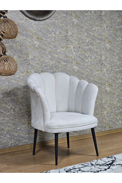 Tekli Siyah Boyalı Sivriltme Ayak Krem Döşeme Papatya Çay Seti Koltuk Takımı , Balkon, Salon, Ofis, Cafe Koltuk Takımı - Resim 2