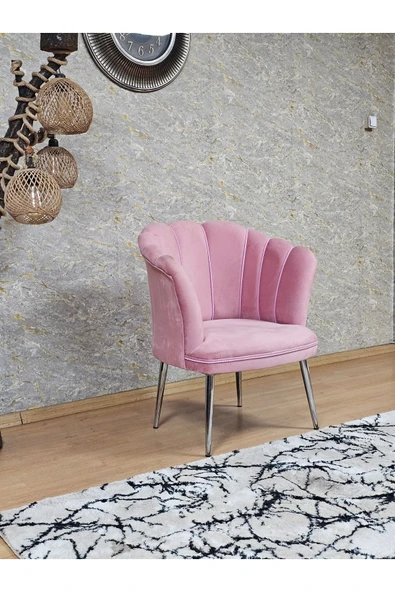 Tekli Krom Kaplama Sivriltme Ayak Pembe Döşeme Papatya Çay Seti Koltuk Takımı , Balkon, Salon, Ofis, Cafe Koltuk Takımı - 2