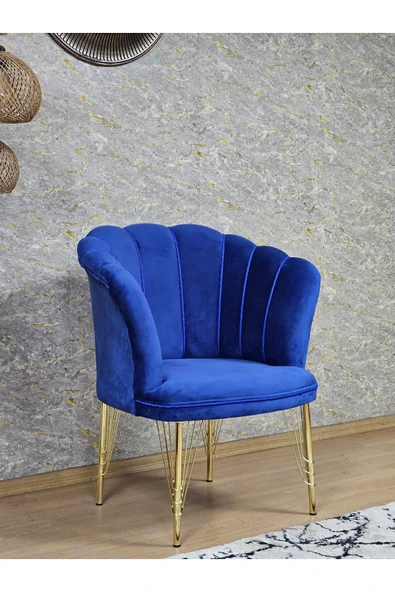 Tekli Gold Kaplama Tel Ayak Mavi Döşeme Papatya Çay Seti Koltuk Takımı , Balkon, Salon, Ofis, Cafe Koltuk Takımı - Resim 2