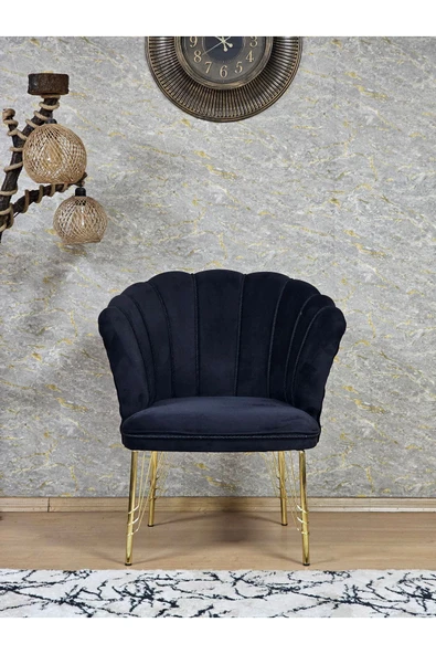 Tekli Gold Kaplama Tel Ayak Siyah Döşeme Papatya Çay Seti Koltuk Takımı , Balkon, Salon, Ofis, Cafe Koltuk Takımı