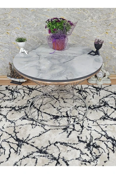 Krom Kaplama  Suntalem Pota Orta Sehpa  Marmol Suntalem Sehpa - Sehpa - Orta Sehpa - Yan Sehpa - 2