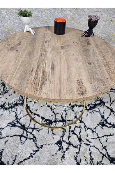 Gold Kaplama Suntalem Pota Orta Sehpa Atlas Çam Suntalem Sehpa - Sehpa - Orta Sehpa - Yan Sehpa - 2