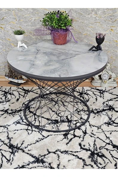 Siyah Boyalı Suntalem Pota Orta Sehpa Marmol Suntalem Sehpa - Sehpa - Orta Sehpa - Yan Sehpa - 3