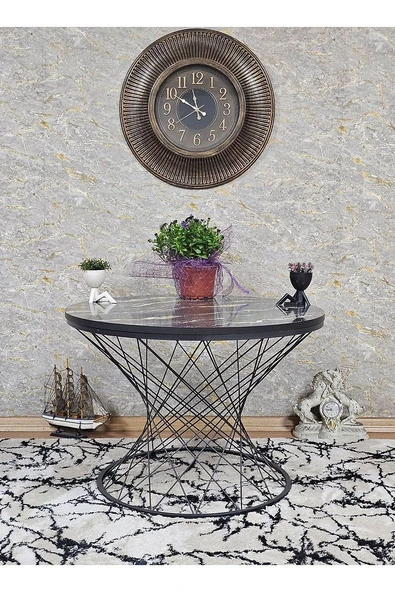 Siyah Fırınlı Statik Boya Luanda Suntalem Tabla Pota Orta Sehpa - Siyah Orta Sehpa - 4