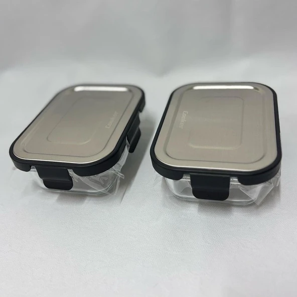 Cooker CKR3486 Cam Saklama Kabı 370 ml Siyah 2 Adet