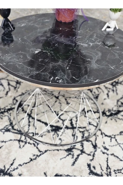 Krom Kaplama Suntalem Pota Orta Sehpa Siyah Mermer Suntalem Sehpa - Sehpa - Orta Sehpa - Yan Sehpa - 3