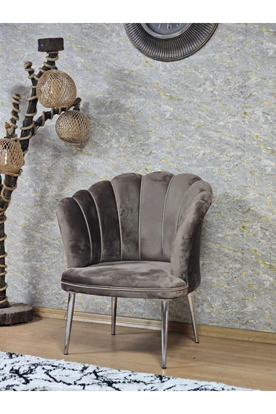 Tekli Krom Kaplama Sivriltme Ayak Kahverengi Döşeme Papatya Çay Seti Koltuk Takımı , Balkon, Salon, Ofis, Cafe Koltuk Takımı - Resim 3