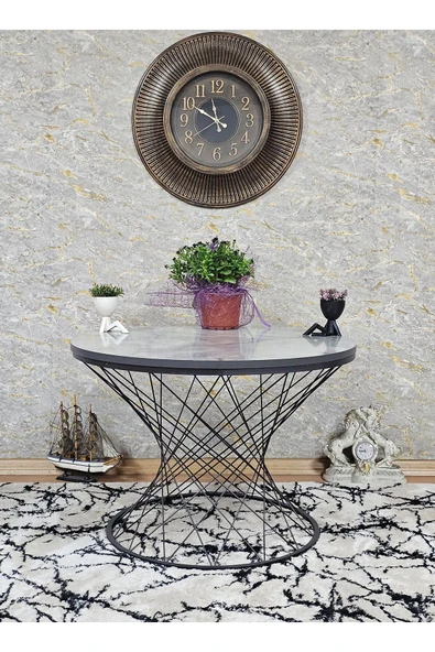 Siyah Boyalı Suntalem Pota Orta Sehpa Marmol Suntalem Sehpa - Sehpa - Orta Sehpa - Yan Sehpa - 4