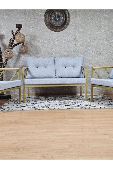 Gold Boyalı Bahçe - Balkon - Mutfak Çay Seti Takımı Bahçe Koltuk Takımı - 2