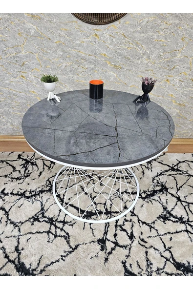 Beyaz Boyalı Suntalem Pota Orta Sehpa Aris Antrasit Suntalem Sehpa - Sehpa - Orta Sehpa - Yan Sehpa