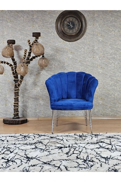 Tekli Krom Tel Ayak Mavi Döşeme Papatya Çay Seti Koltuk Takımı , Balkon, Salon, Ofis, Cafe Koltuk Takımı
