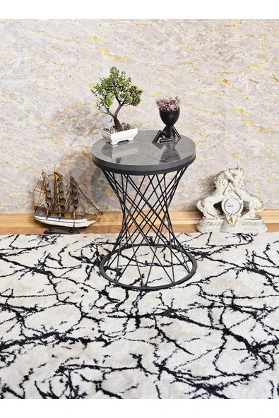 Siyah Boyalı Pota 34 cm Suntalem Tablalı Sehpa - Aris Antrasit Suntalem Sehpa - Ahşap Sehpa - Zigon Sehpa - 5