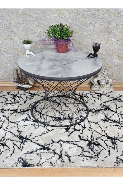 Siyah Boyalı Suntalem Pota Orta Sehpa Marmol Suntalem Sehpa - Sehpa - Orta Sehpa - Yan Sehpa