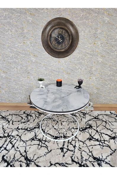 Beyaz Boyalı Suntalem Pota Orta Sehpa Marmol Suntalem Sehpa - Sehpa - Orta Sehpa - Yan Sehpa - 4