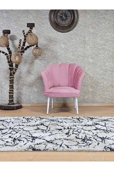 Tekli Beyaz Boyalı Sivriltme Ayak Pembe Döşeme Papatya Çay Seti Koltuk Takımı , Balkon, Salon, Ofis, Cafe Koltuk Takımı - 2