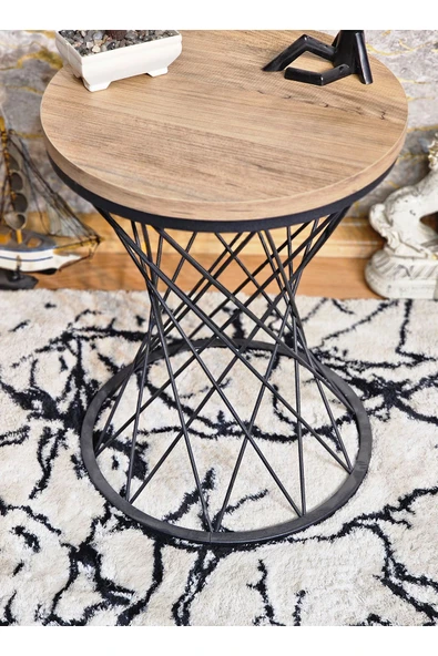 Siyah Boyalı Pota 34 cm Suntalem Tablalı Sehpa - Atlas Çam Suntalem Sehpa - Ahşap Sehpa - Zigon Sehpa - 2