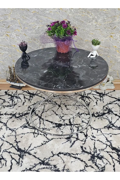 Krom Kaplama Suntalem Pota Orta Sehpa Siyah Mermer Suntalem Sehpa - Sehpa - Orta Sehpa - Yan Sehpa - 2