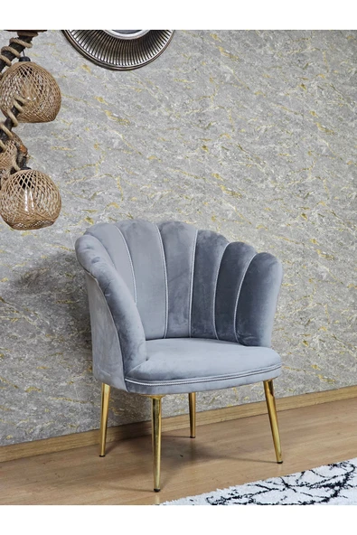 Tekli Gold Kaplama Sivriltme Ayak Gri Döşeme Papatya Çay Seti Koltuk Takımı , Balkon, Salon, Ofis, Cafe Koltuk Takımı - 2