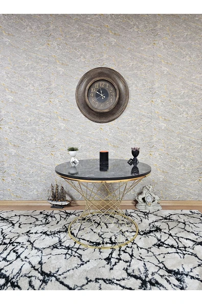 Gold Kaplama Suntalem Pota Orta Sehpa Siyah Mermer Suntalem Sehpa - Sehpa - Orta Sehpa - Yan Sehpa - 4