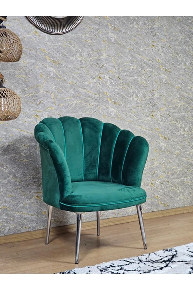 Tekli Krom Kaplama Sivriltme Ayak Yeşil Döşeme Papatya Çay Seti Koltuk Takımı , Balkon, Salon, Ofis, Cafe Koltuk Takımı - 2