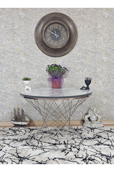 Krom Kaplama  Suntalem Pota Orta Sehpa  Marmol Suntalem Sehpa - Sehpa - Orta Sehpa - Yan Sehpa - 4