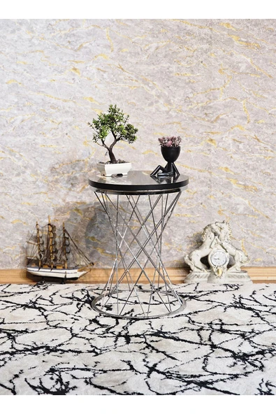 Krom Kaplama Pota 34 cm Suntalem Tablalı Sehpa - Luanda Suntalem Sehpa - Ahşap Sehpa - Zigon Sehpa - 6