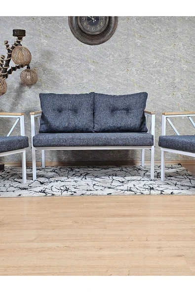 Beyaz Boyalı Bahçe - Balkon - Mutfak Çay Seti Takımı Bahçe Koltuk Takımı - 2