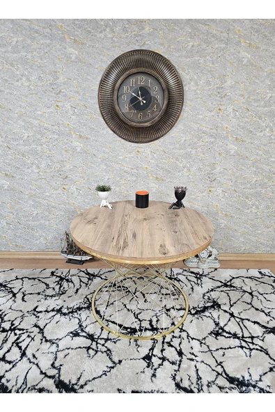 Gold Kaplama Suntalem Pota Orta Sehpa Atlas Çam Suntalem Sehpa - Sehpa - Orta Sehpa - Yan Sehpa