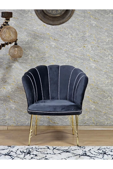 Tekli Gold Kaplama Tel Ayak Füme Döşeme Papatya Çay Seti Koltuk Takımı , Balkon, Salon, Ofis, Cafe Koltuk Takımı - 2