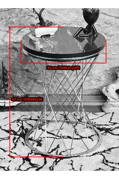 Beyaz Boyalı Pota 34 cm Suntalem Tablalı Sehpa - Aris Antrasit Suntalem Sehpa - Ahşap Sehpa - Zigon Sehpa - 6