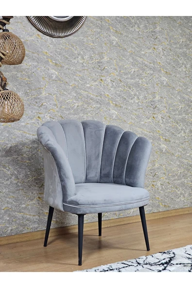 Tekli Siyah Boyalı Sivriltme Ayak Gri Döşeme Papatya Çay Seti Koltuk Takımı , Balkon, Salon, Ofis, Cafe Koltuk Takımı - 2