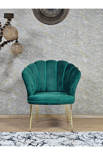 Tekli Gold Kaplama Tel Ayak Yeşil Döşeme Papatya Çay Seti Koltuk Takımı , Balkon, Salon, Ofis, Cafe Koltuk Takımı