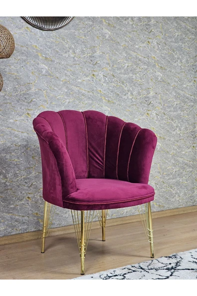 Tekli Gold Kaplama Tel Ayak Bordo Döşeme Papatya Çay Seti Koltuk Takımı , Balkon, Salon, Ofis, Cafe Koltuk Takımı - 2