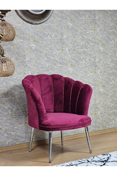 Tekli Krom Kaplama Sivriltme Ayak Bordo Döşeme Papatya Çay Seti Koltuk Takımı , Balkon, Salon, Ofis, Cafe Koltuk Takımı - 2