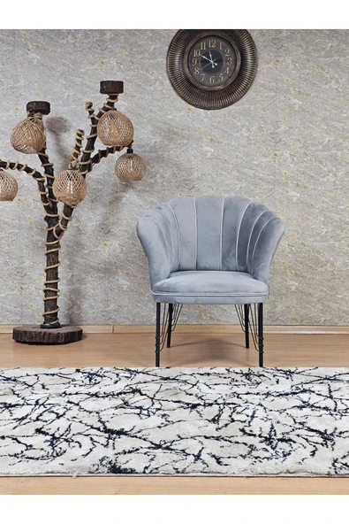 Tekli Siyah Boyalı Tel Ayak Gri Döşeme Papatya Çay Seti Koltuk Takımı , Balkon, Salon, Ofis, Cafe Koltuk Takımı ürün görseli 1