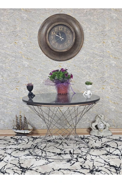 Krom Kaplama Suntalem Pota Orta Sehpa Siyah Mermer Suntalem Sehpa - Sehpa - Orta Sehpa - Yan Sehpa - 4