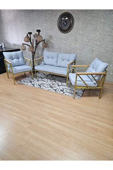 Gold Boyalı Bahçe - Balkon - Mutfak Çay Seti Takımı Bahçe Koltuk Takımı - 6
