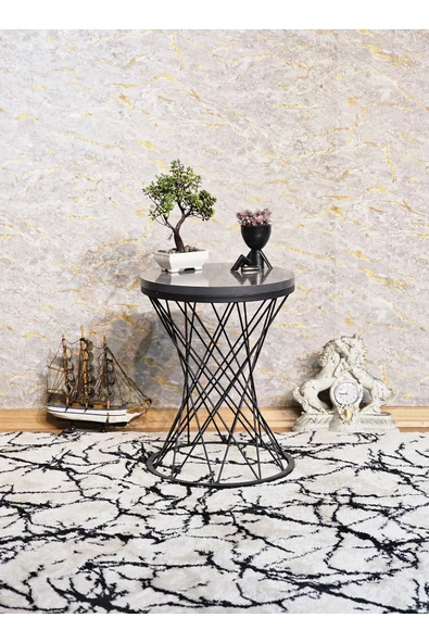 Siyah Boyalı Pota 34 cm Suntalem Tablalı Sehpa - Aris Antrasit Suntalem Sehpa - Ahşap Sehpa - Zigon Sehpa - 6