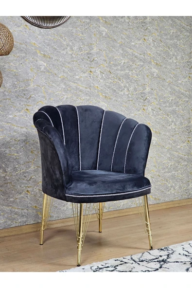 Tekli Gold Kaplama Tel Ayak Füme Döşeme Papatya Çay Seti Koltuk Takımı , Balkon, Salon, Ofis, Cafe Koltuk Takımı - 3