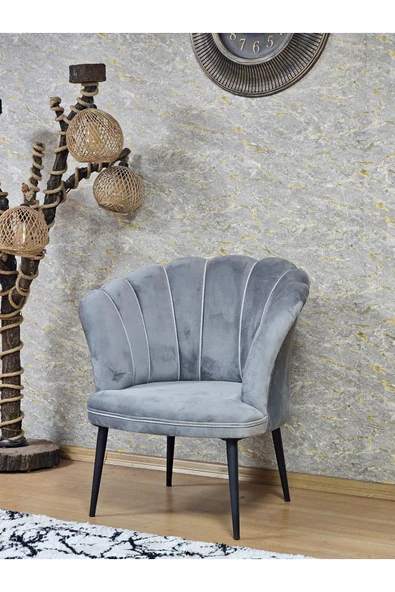 Tekli Siyah Boyalı Sivriltme Ayak Gri Döşeme Papatya Çay Seti Koltuk Takımı , Balkon, Salon, Ofis, Cafe Koltuk Takımı - 3