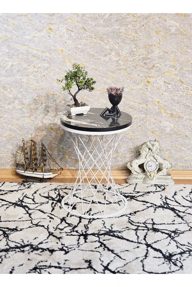 Beyaz Boyalı Pota 34 cm Suntalem Tablalı Sehpa - Luanda Suntalem Sehpa - Ahşap Sehpa - Zigon Sehpa - 4