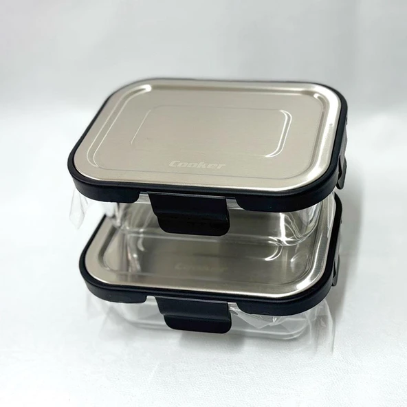 Cooker CKR3486 Cam Saklama Kabı 370 ml Siyah 2 Adet - 2