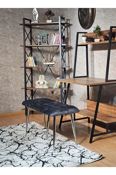 100'lük Benc – Krom Kaplama Sivriltme Ayaklı Füme Döşemeli Oturak, Bench, Oturak, Makyaj Pufu - 6