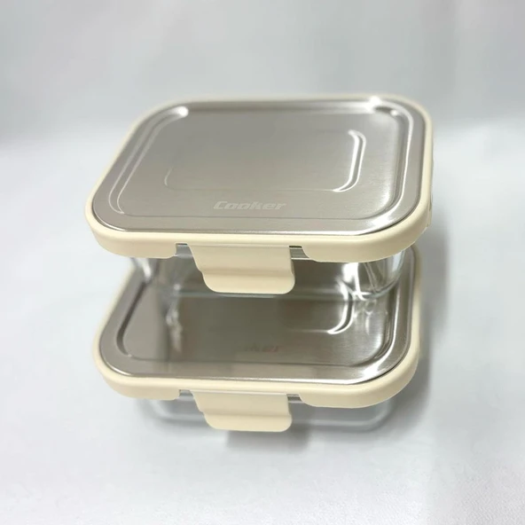 Cooker CKR3486 Cam Saklama Kabı 370 ml Krem 2 Adet - 2