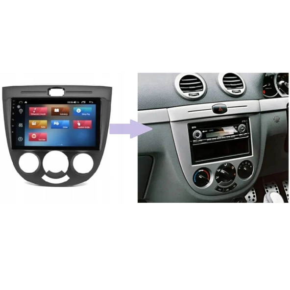 Chevrolet Lacetti Araç Multimedya Android Ekran Carplay Double Teyp 2+32 9" 04-13 Black BLUEWAY - Resim 5