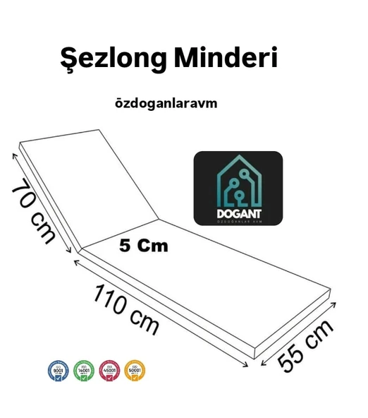 İmpertex Kumaş Fermuarlı Sıvı Geçiemez 180X55X5 Cm Şezlong Minderi KREM  Yıkanabilir 2 Adet - 2