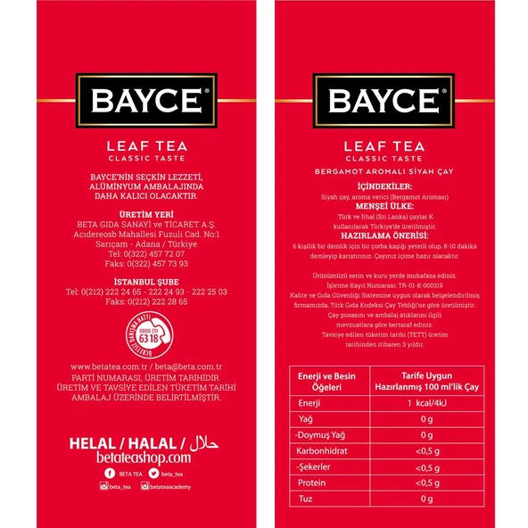 Bayce Leaf Tea Classic Taste 500 GR (Earl Grey - Bergamot - Tomurcuk Çayı) - 2
